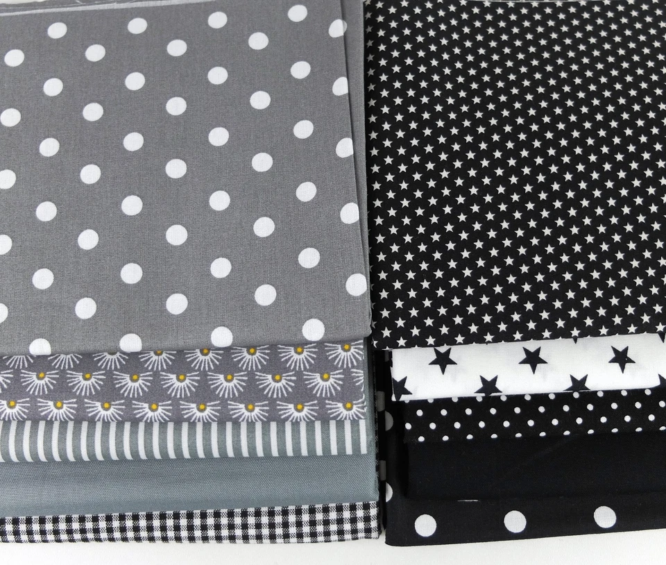 XXL Stoffpaket "SCHWARZ-GRAU-WEISS" 100% Baumwolle 500g ca. 25 x 140/150 cm - Bild 4 von 4