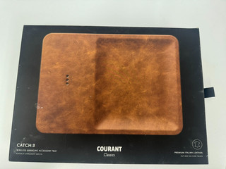 Courant Catch:3 Classics Leather Wireless Charging Tray in Saddle with Box Works
