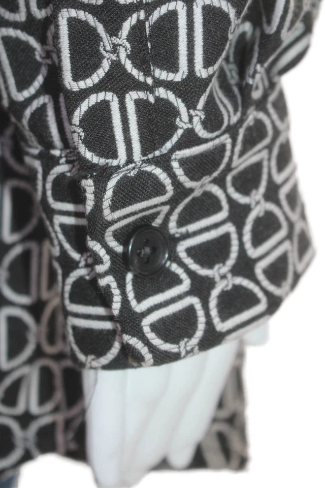 The Line Womens Button Front Long Sleeve Printed Collared Shirt Black Gray Large - Image 4 of 4