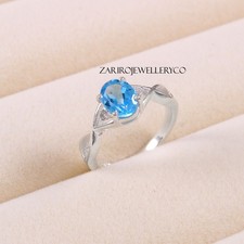 London Blue Topaz, 925 Sterling Silver, Engagement Ring, Gift For Her