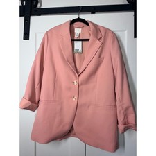 H M Single Breasted Blazer Women Medium Pink NEW NWT Notched Lapel Professional