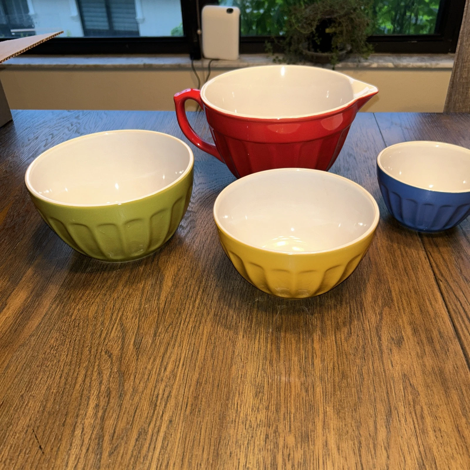 Set Of 4 “Ceramics Collection “ Multicolor Mixing Bowls