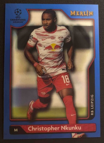 Christopher Nkunku [Blue] #117 2021 Topps Merlin Chrome UEFA card