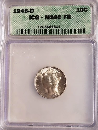 1945 D Mercury Dime 10C ICG MS 66 FB