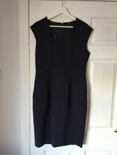 JAEGER ladies smart navy blue & black shift dress - sz 12 - work office