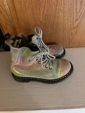 Dr. Martens 1460 Pascal Rainbow Iridescent Combat Boots Size 1 Girls