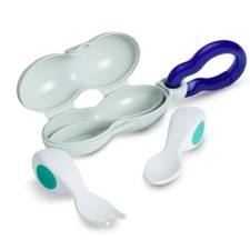 Baby Spoon And Fork Set With Travel Case Ergonomic Utensils For Self Feeding Sil