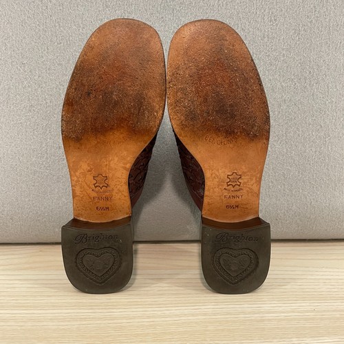 Brighton Bauchtasche Pantoletten Clogs hochhackige Schuhe Damengröße 6,5 braun Leder Slipper - Bild 6 von 7