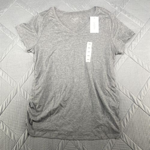 Isabel Maternity Shirt Size XXL Womens V-Neck Gray Short Sleeve Shirt
