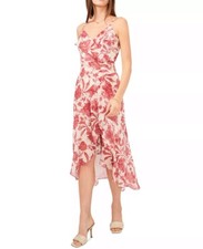 Vince Camuto Women's Floral-Print Ruffle-Trim Dress Light Birch Size S #91322977