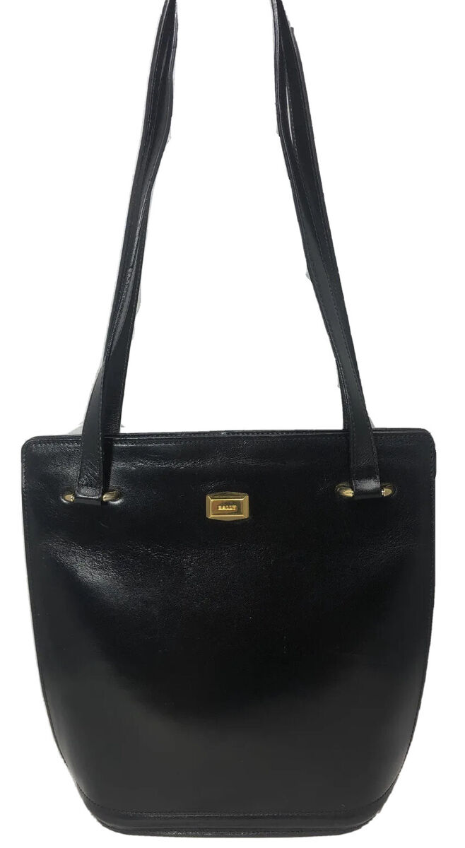 Bally Vintage Black Leather Hard Shell Shoulder Bag Made in Bally Vintage Black Leather Hard Shell Shoulder Bag Made in