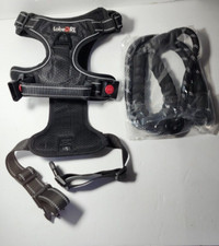 TobeDRI No Pull Dog Harness Adjustable Reflective Size L Black With Leash
