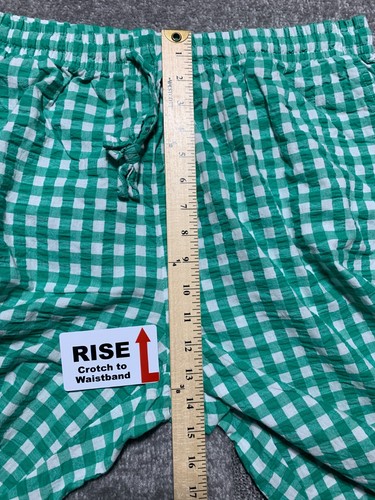 Woman Within Pull On Capri Pants Size 18WP Green Gingham Pocket 100% Cotton - Picture 9 of 11
