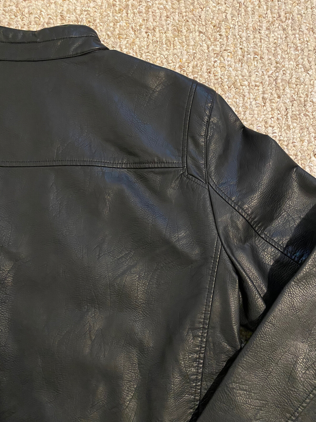 Mens Black Dockers Faux Leather Midweight Motorcycle Jacket Size XL MSRP $180.00