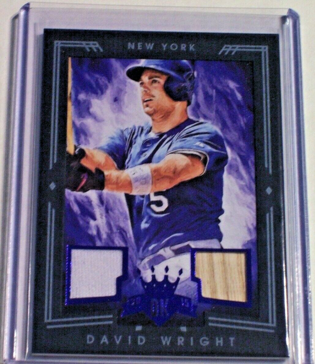 2015 Diamond Kings Framed Blue Jersey Bat David Wright /25 Mets Damaged