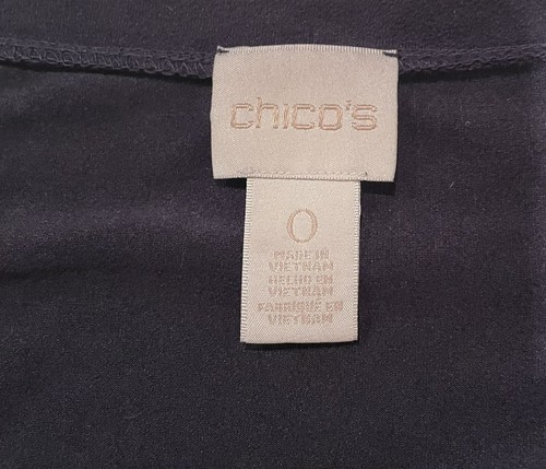 CHICO'S Women's Navy Blue Faux Suede Polyester Blend Lined Cutout T-Shirt Size O - Picture 7 of 7