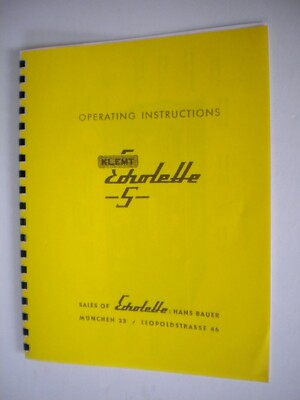 Klemt Echolette S (guitar echo tube  pedal)Owners Manual-New