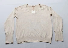 Skies Are Blue Women's Cuff Detail Long Sleeve Mock Neck Sweater JL3 Cream Large