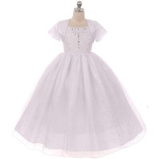 WHITE Size 6 Girl Dress Party Graduation Wedding Formal Communion Bridesmaid