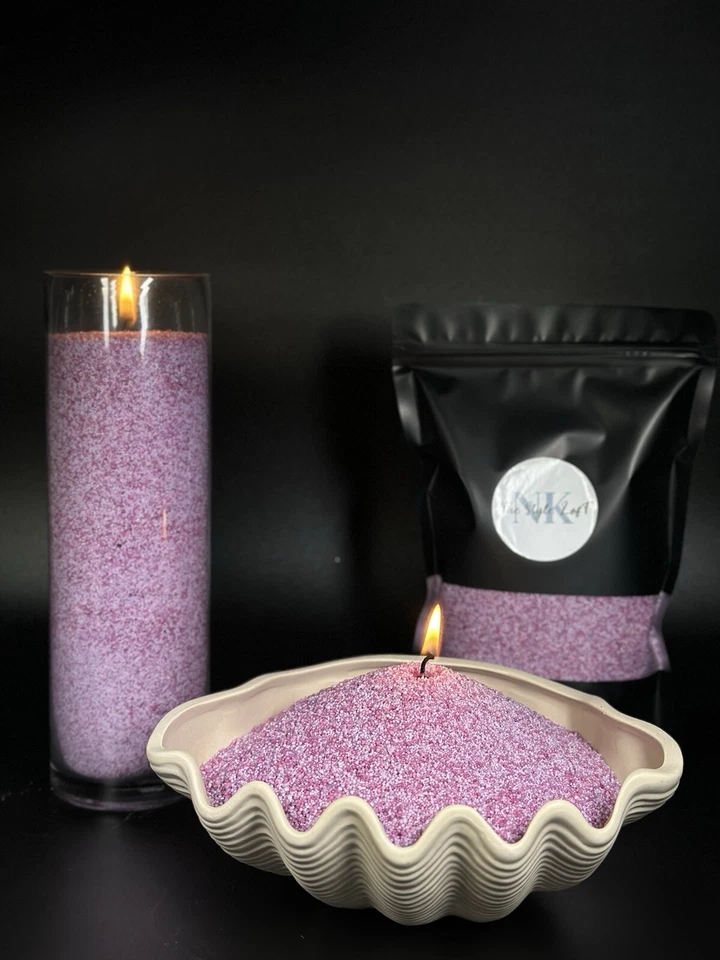 Candle Sand Candle Lavender Candle Sand Palm Wax Granulated Sand 1 Lb+ 5 Wick - Image 3 of 4