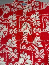 Vintage RJC Shirt Men XL Red Floral Made in USA Hawaiian Holiday Vacation