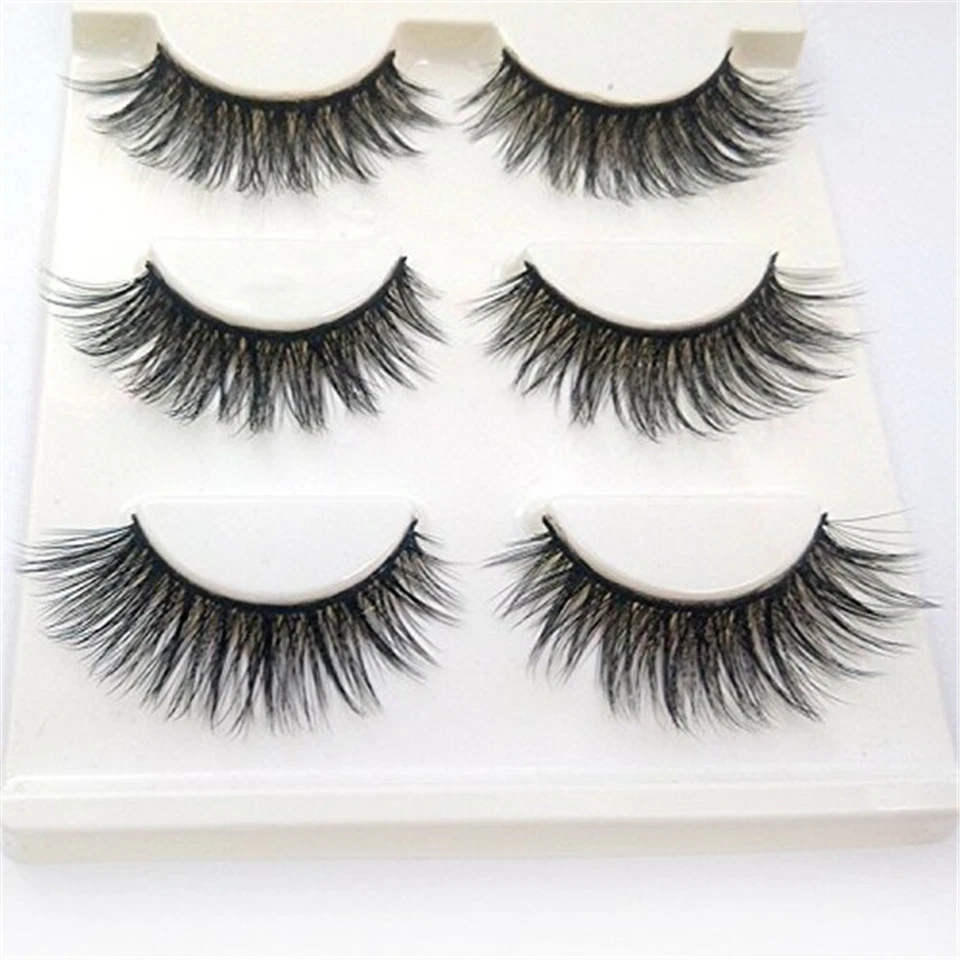 3 6 15 Pairs 100% Real 3D Mink Makeup Cross False Eyelashes Eye Lashes Handmade - Image 3 of 4