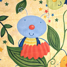 Nursery Baby Cheerful Bugs Bees Yellow Red Blue Crib Quilt Topper 6