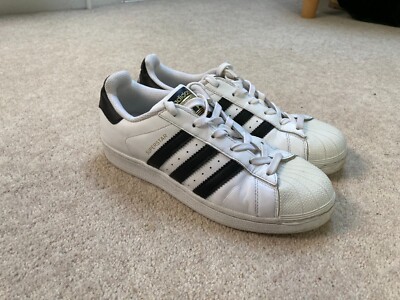 BOYS ADIDAS LEATHER WHITE SUPERSTAR TRAINERS UK