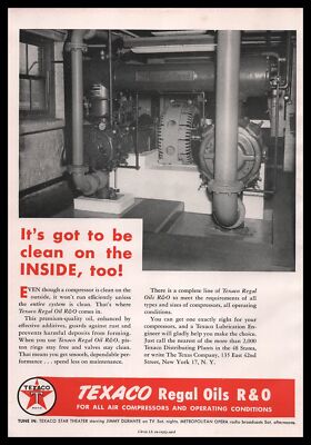 1955 Texaco New York Regal R & O Oil Air Compressor Room Photo Vintage Print Ad