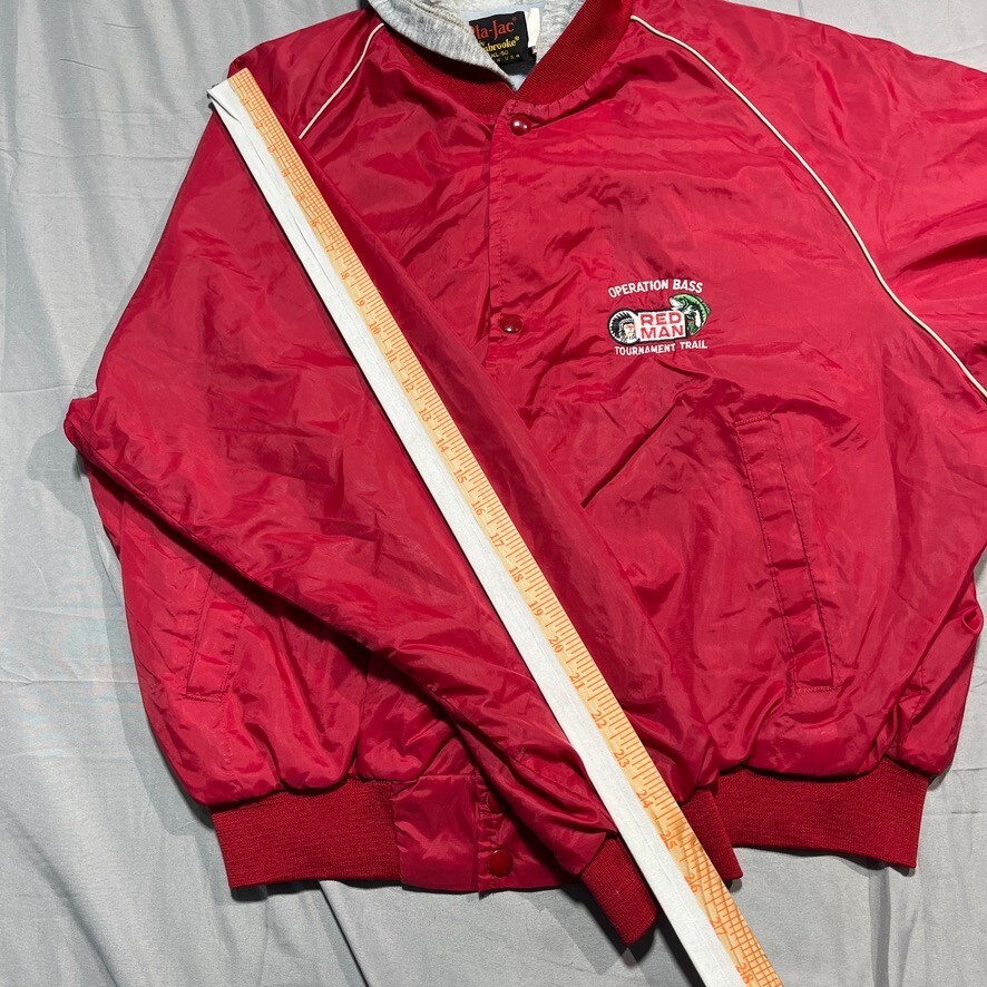 Vintage Red Man Jacket Mens XL Chew Chewing Tobacco Ringer Coat
