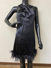 Eliza J Women's Black Party Twist Neck Feather Trim Shift Sleeveless Dress NWT