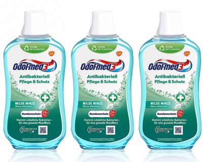   Odol med 3 Mundspülung Zahnspülung Milde Minze Mundwasser 3x 500ml  