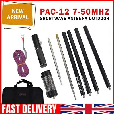 UK JPC-12 7-50MHz 100W 8-Band HF Portable Shortwave GP Antenna QRP For Ham Radio
