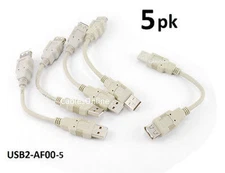 5-PACK 6" USB 2.0 Type-A Male/Female Extension Cable, CablesOnline USB2-AF00-5