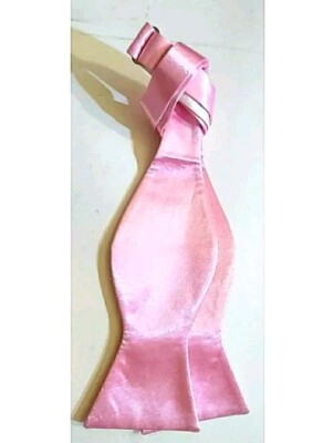NEW Satin Bowtie. Handmade. Self-tying. Up to 18''. Adjustable. Pink. Unisex