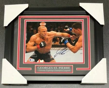 GEORGES ST. PIERRE B1 GSP SIGNED AUTOGRAPHED 8X10 PHOTO FRAMED BAS COA
