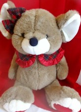 Holiday Mouse Plush VINTAGE WalMart Large 22" with Plaid Collar Ear Bow 1996 EUC