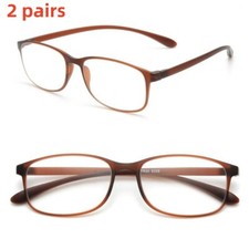 2 Pairs TR90 Flexible Reading Glasses Mens Women Retro Presbyopic Computer Light