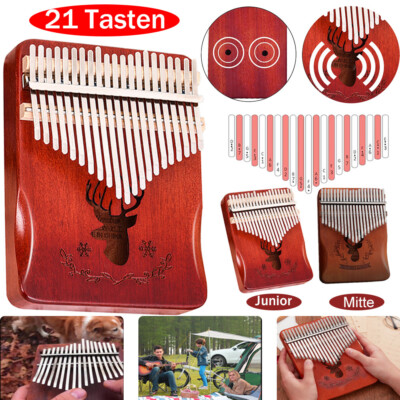 21 Tasten Kalimba Daumenklavier Mahagoni Holz Thumb Piano für Kinder Erwachsene