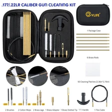 18pcs Gun Cleaning Kit .177/.22lr/5.56/22/223/.17 Rifle Pistol Handgun with Case