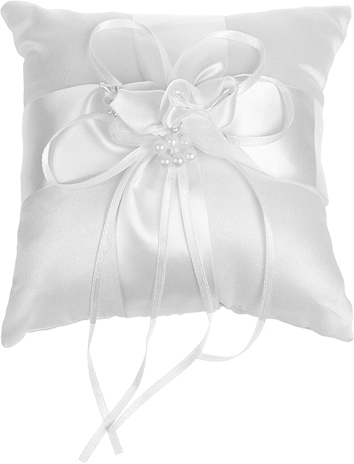 Almohadas de Anillo de boda de Satén y cestas de flores