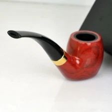 Red Wooden Mens Smoking Pipe Flat Base Tobacco Cigarettes Cigar Pipes Durable