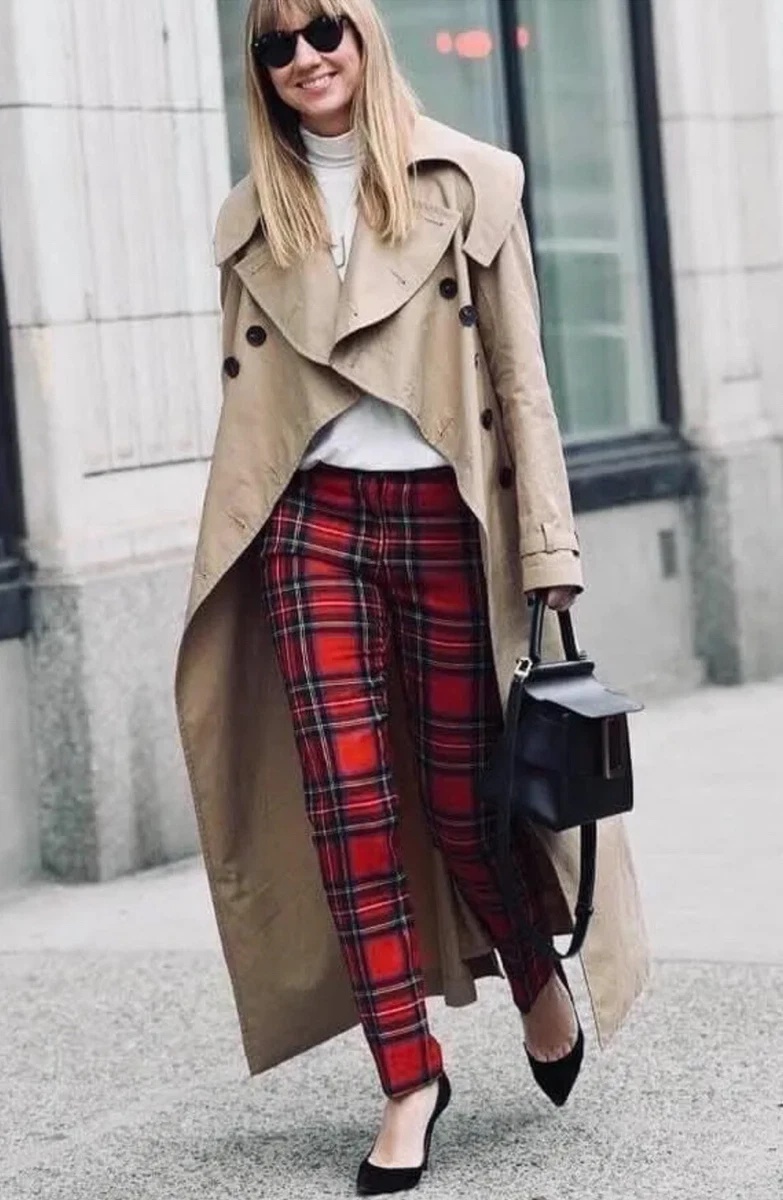 Zara red plaid leggings Outlet