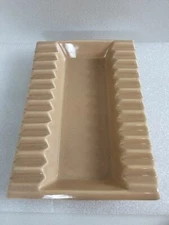 JARU Ceramic Ashtray Vintage Mid Century 6.5 X 9.5 " Beige With FLAWS