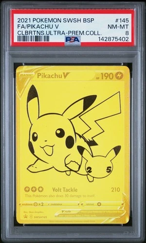 2021 POKEMON SWSH BLACK STAR PROMO #145 FULL ART/PIKACHU V PSA 8