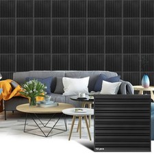 12 Pieces Strip 3D Wall Panels, PVC Decorative Fluted Textured Wall Paneling19.7