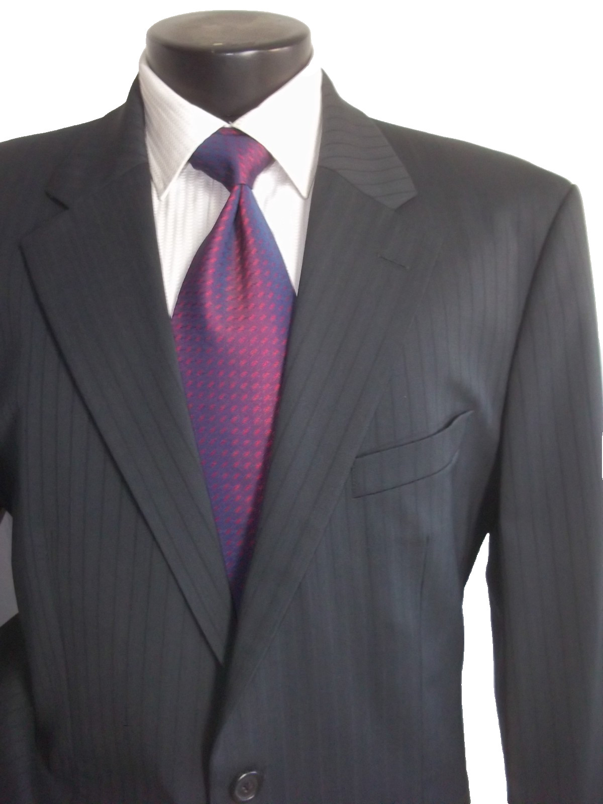 ( Hugo Boss pale black shadow striped 2buttons wool suit 44L~Pants W36" x 33"L ) thumbnail 5