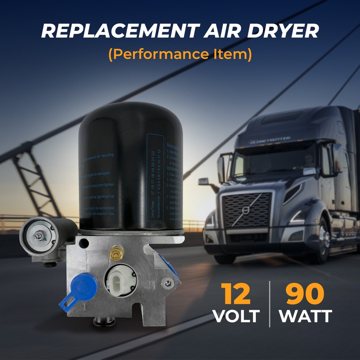 801266 Air Dryer AD-IS 12V for Peterbilt & Kenworth Replaces