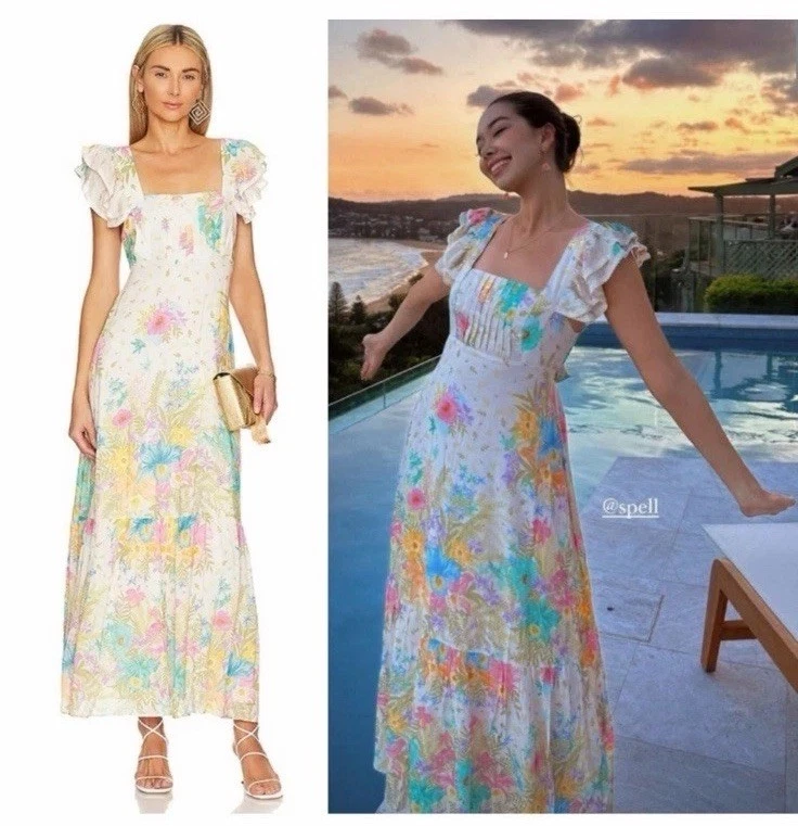 ebay casual summer dresses Women's Casual Sundress Boho Beach Slit Long Maxi Floral Summer Beach Dress