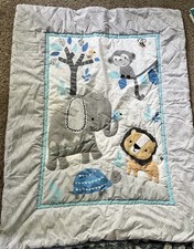 Baby Nursery Quilt Puffy Animals Jungle Floor Play Bed Decor 42x33  